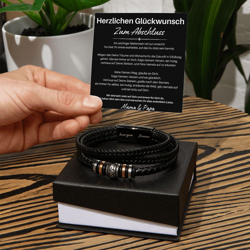 An Unseren Sohn Zum Abschluss |  Alle Deine Träume  | Luxus Leder Armband