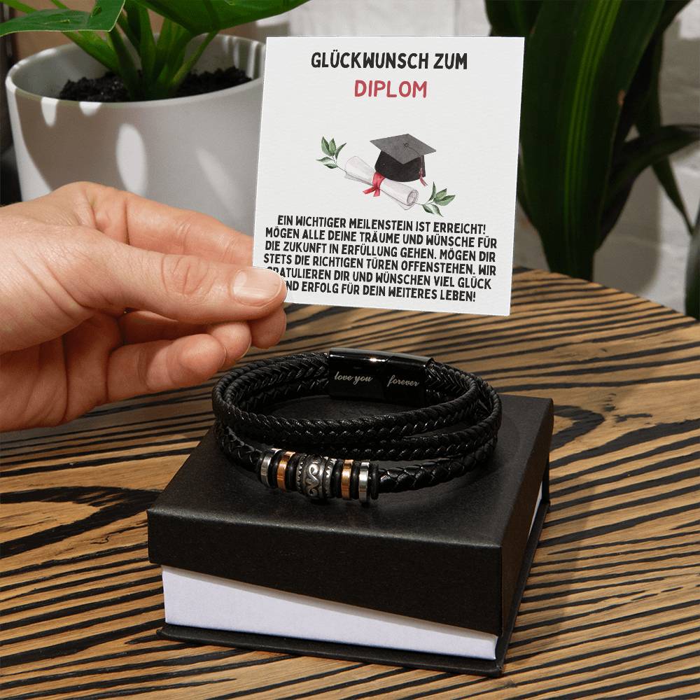 Glückwunsch Zum Diplom | Mögen Dir Stets Die Richtigeb Türen Offenstehen | Luxus Leder Armband